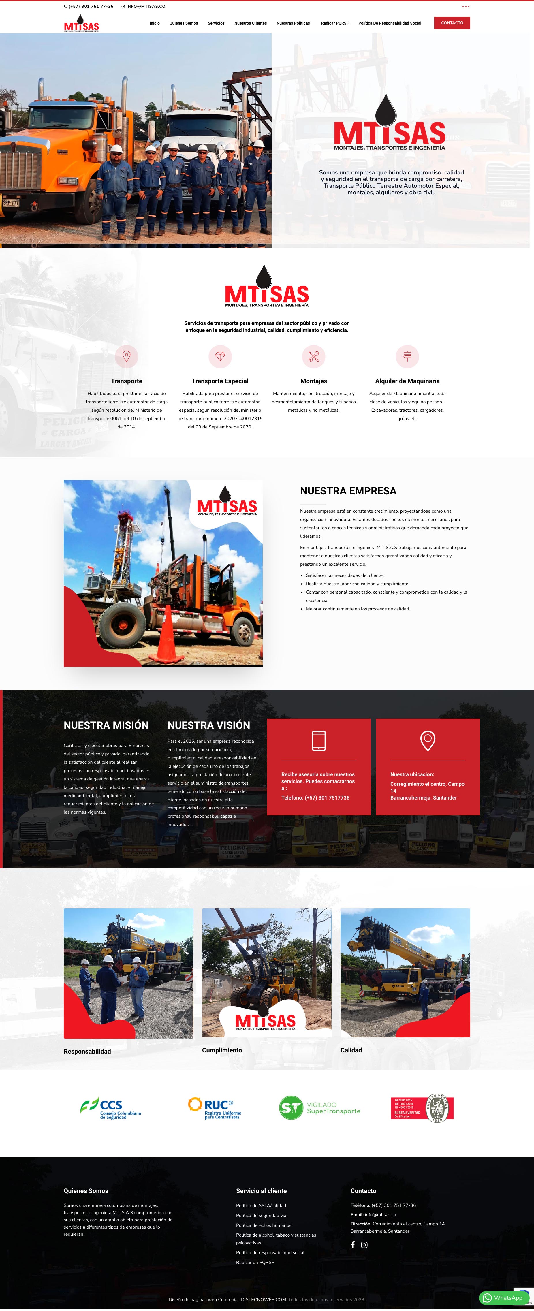 Sitio WordPress Mti Sas. portafolio WordPress Colombia