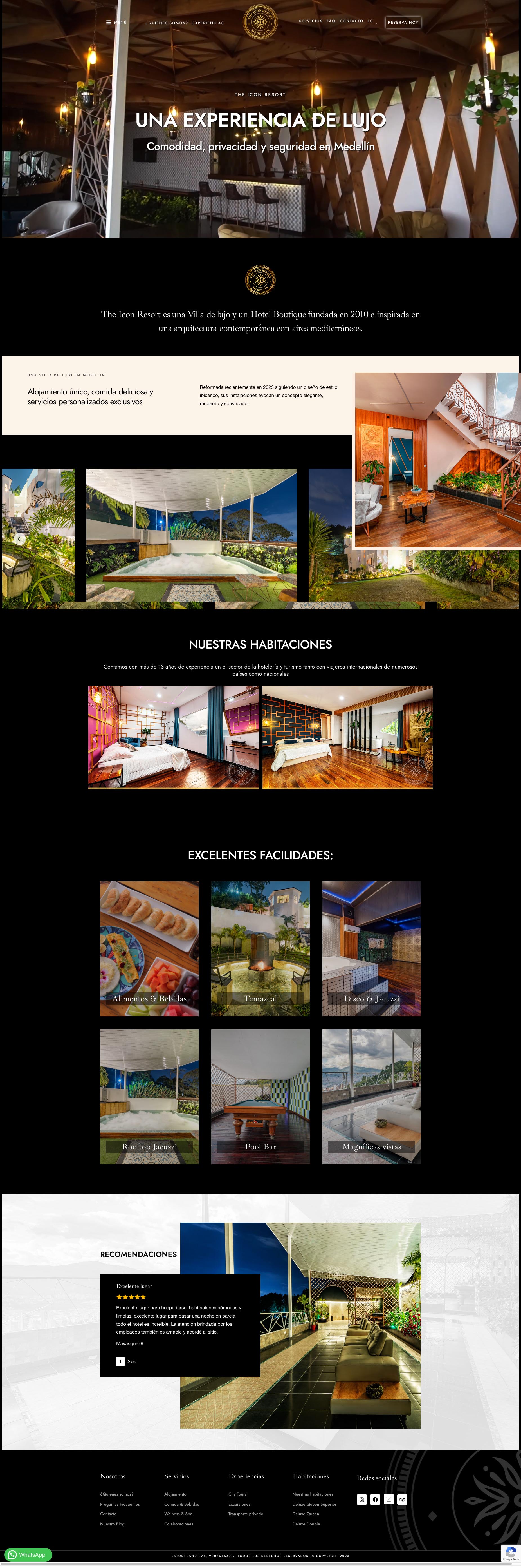 Sitio WordPress The Icon Resort. portafolio WordPress Colombia