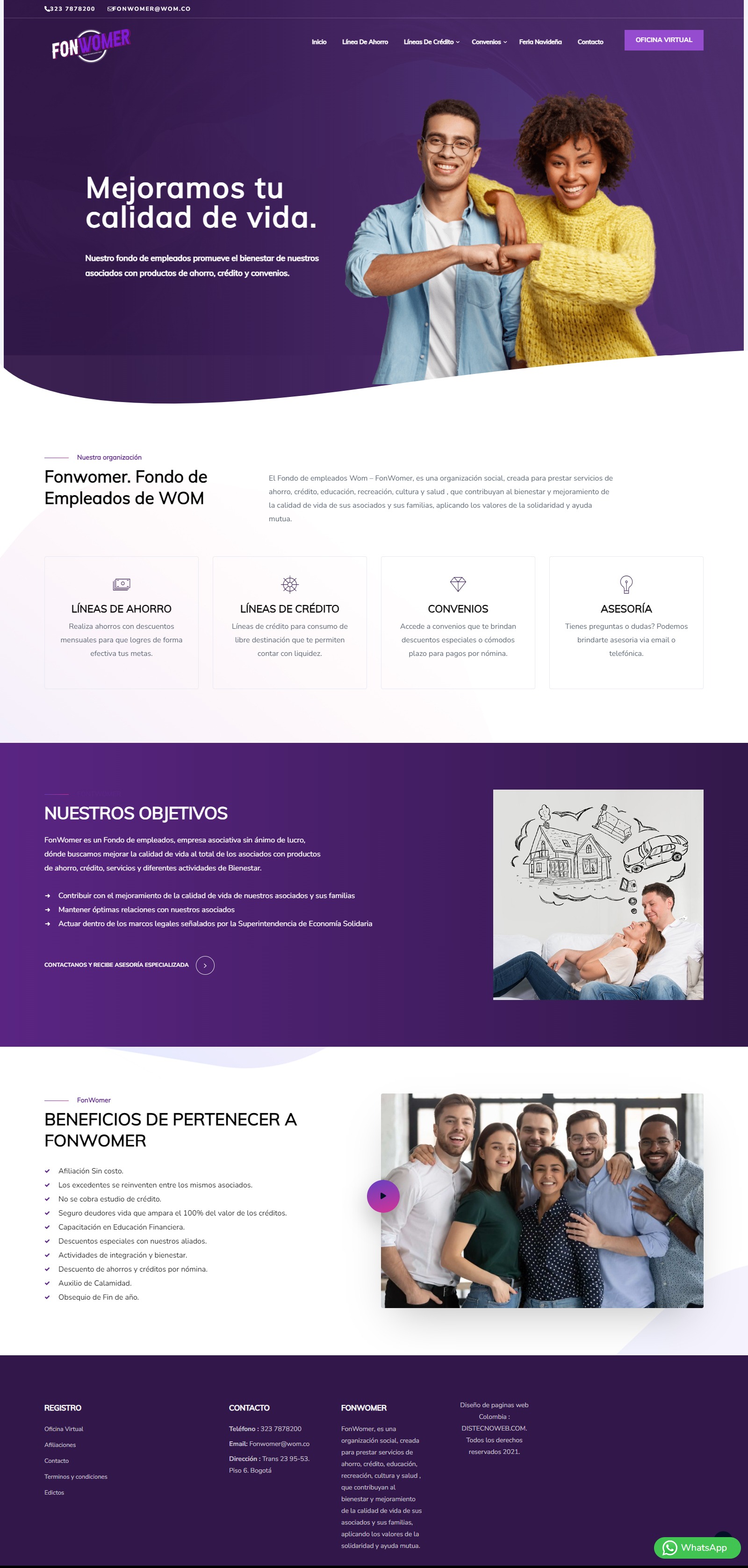 Sitio WordPress Fonwomer. portafolio WordPress Colombia