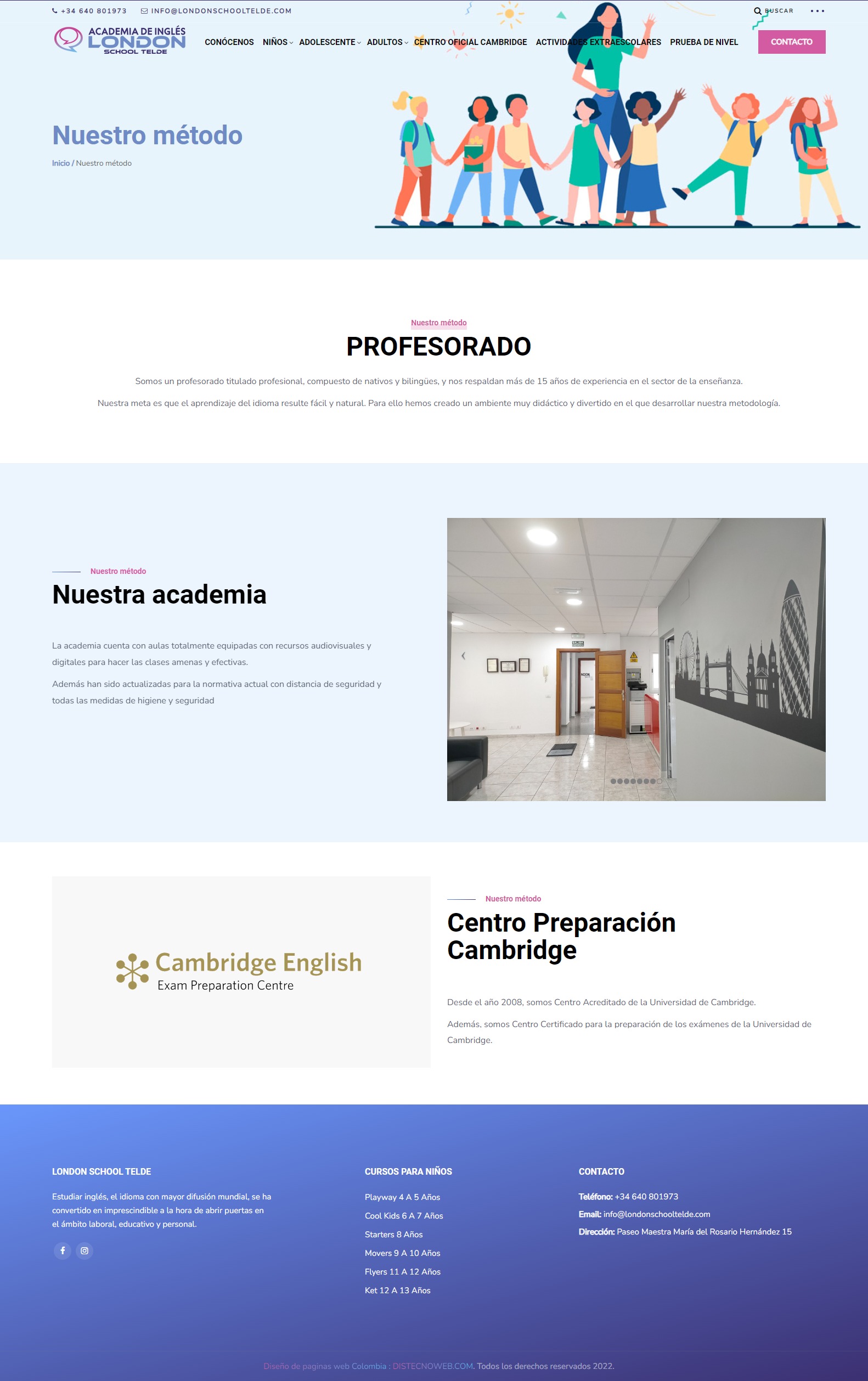 Sitio WordPress Londonschooltelde. portafolio WordPress Colombia