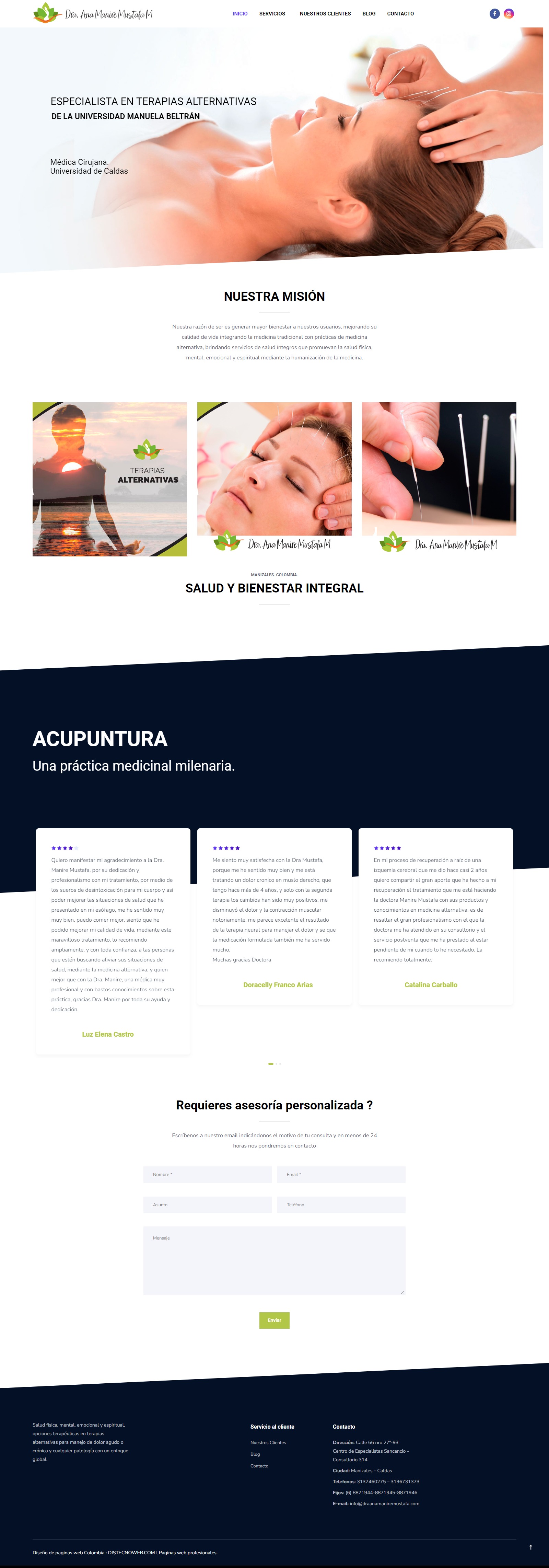 Sitio WordPress Dra Ana Manire Mustafa. portafolio WordPress Colombia