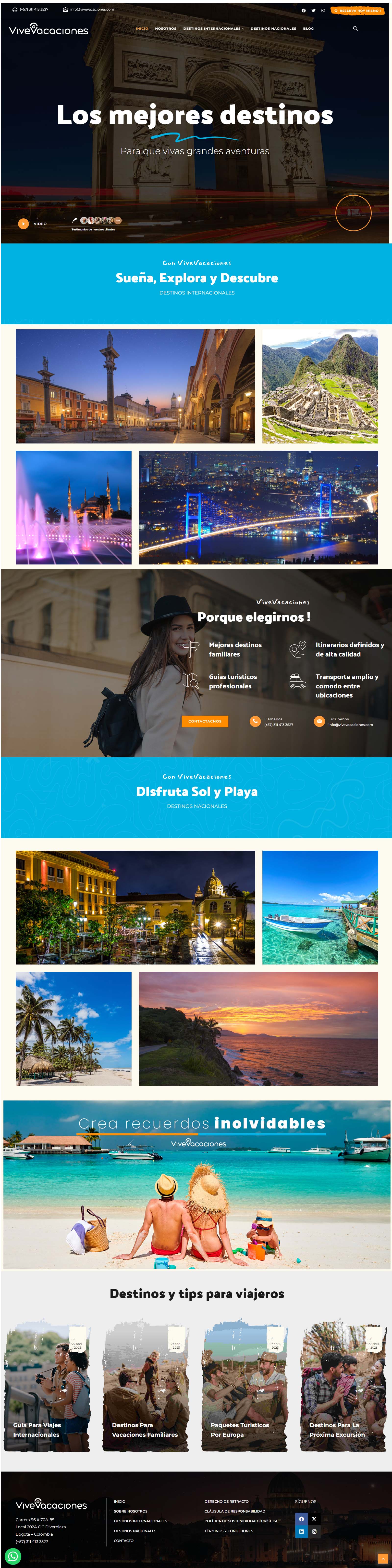 Sitio WordPress Vivevacaciones. portafolio WordPress Colombia