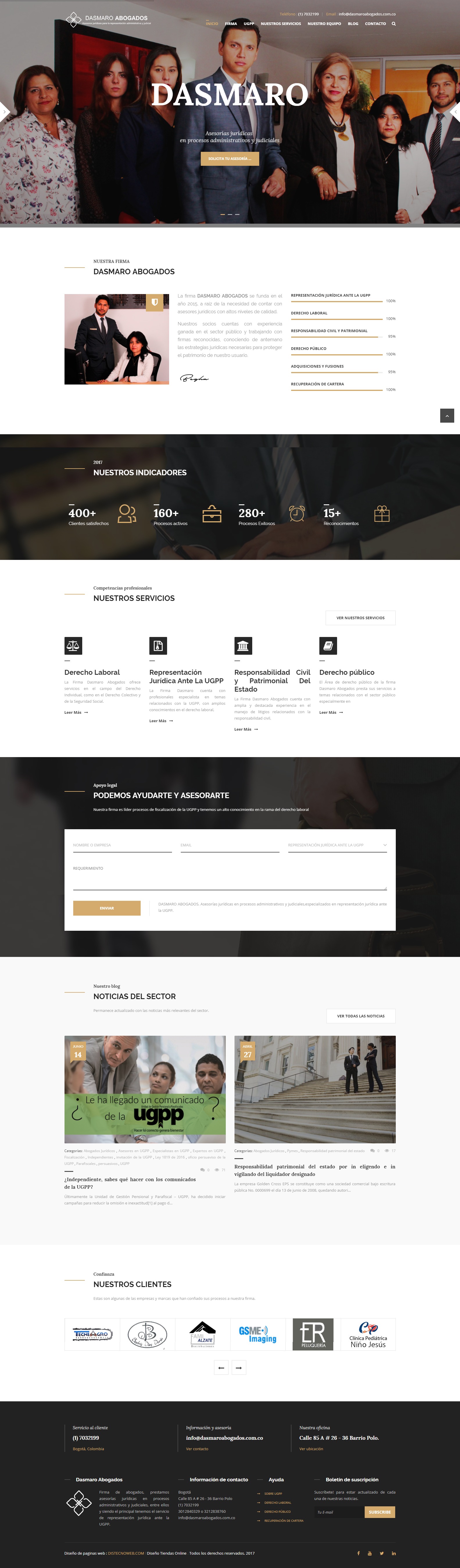 Sitio WordPress Dasmaro Abogados. portafolio WordPress Colombia