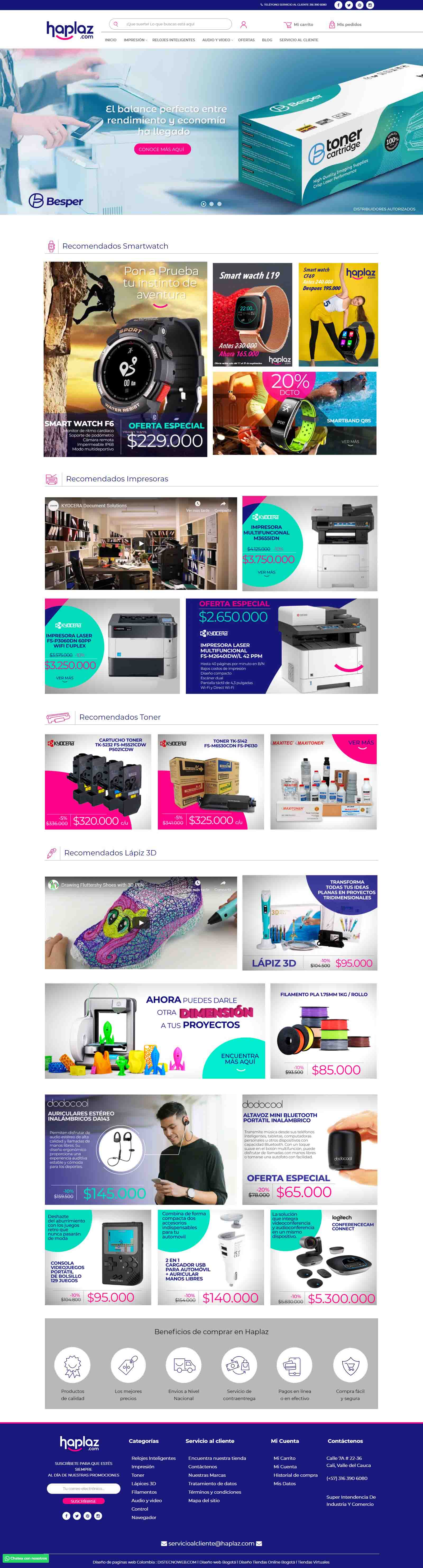 Tienda online Haplaz. Portafolio prestashop Colombia